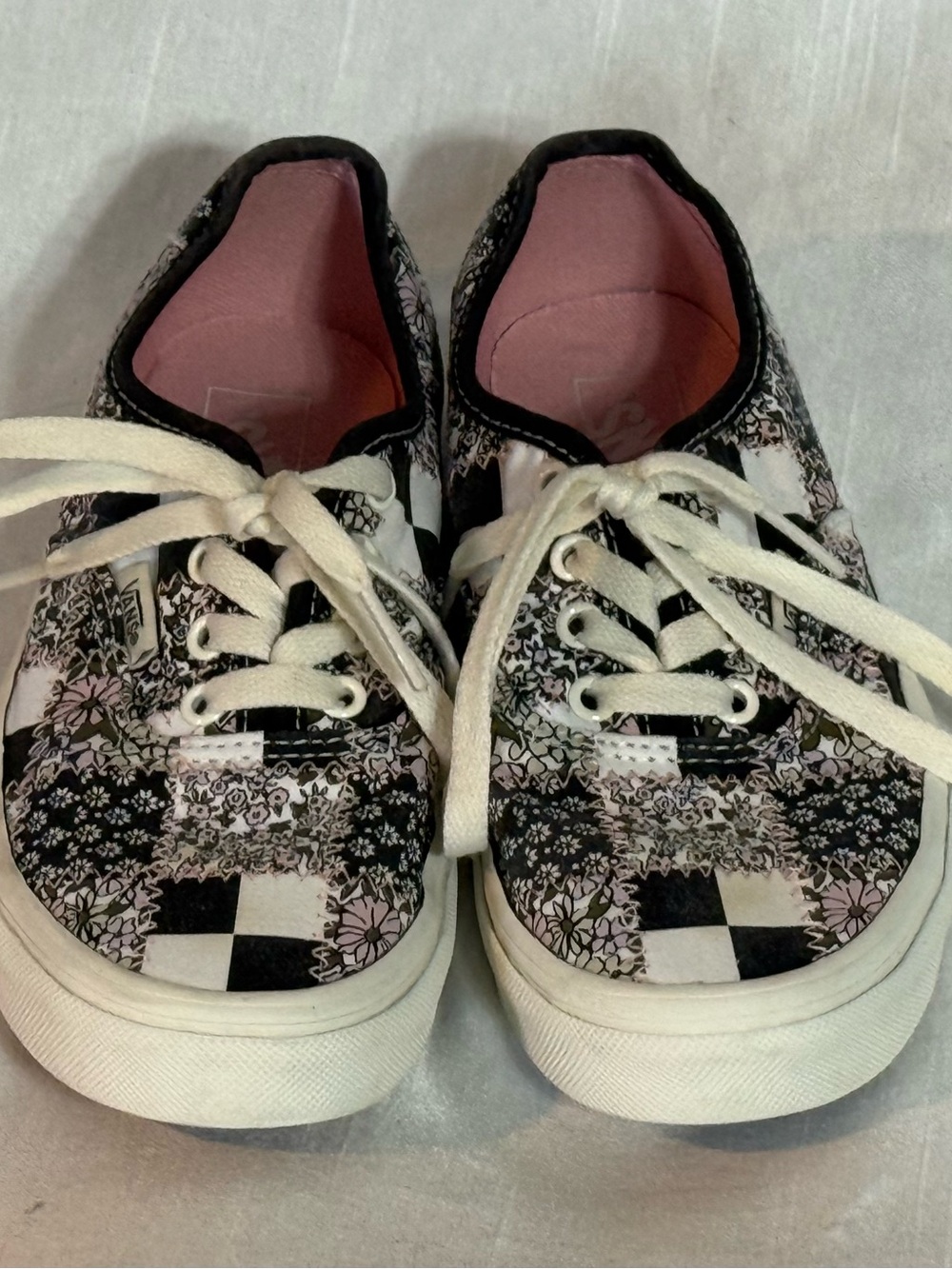 Vans Kids Floral Checkerboard Authentic Sneakers Size 3